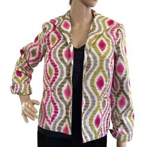 3 Sisters Womens Blazer Jacket Sz S Aztec Style Snakeprint Bold Colors